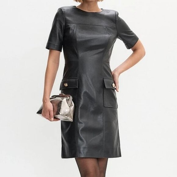 Melanie Lyne Vegan Leather Crew Neck Dress - Picture 1 of 16